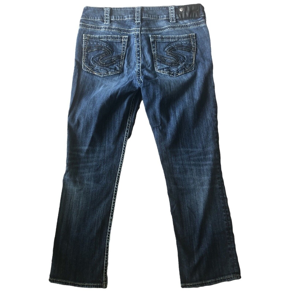 Silver Jeans Denim Mid Rise Capri Embellished Pockets Z21